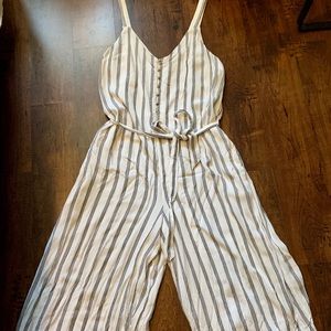AE Black & White Striped Jumpsuit NWOT